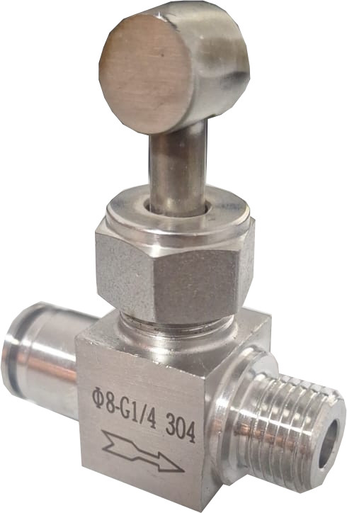 Игольчатый кран нар 1/4 быстросъм на шланг D 8 мм. из нержавеющей стали 